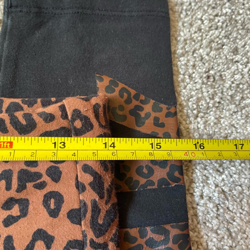 Victoria Secret PINK Black Fold Over Leopard Print Leggings Size S - Picture 5 of 7